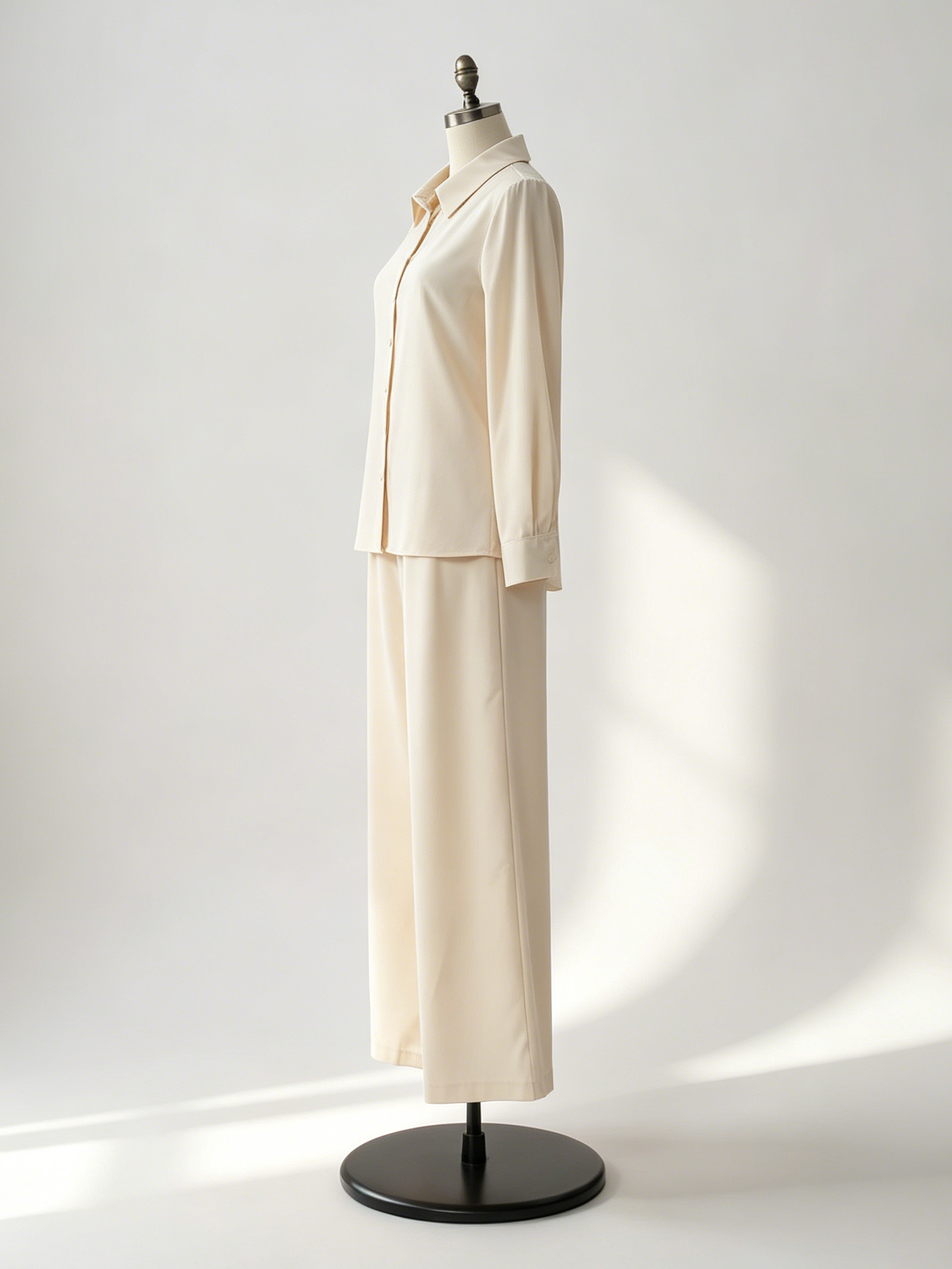 Linen Cotton 2 Piece Set For Women - Elegant Long Sleeves Belted Shirt And Wide Leg Pants - Summer Resort Style 2026