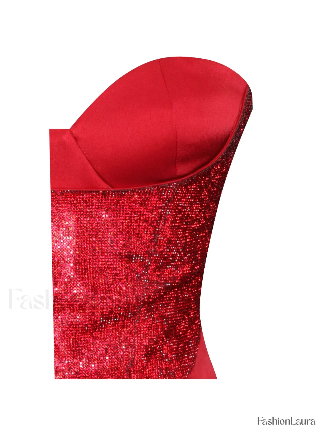 Kadesha Red Crystal High Graceful Slit Satin Corset Gown