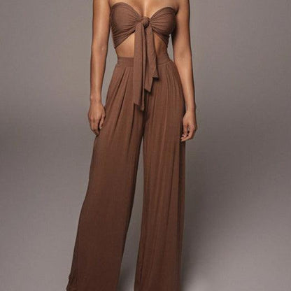 KittenAlarm - Kathleen Strapless Top & Wide Pants Set