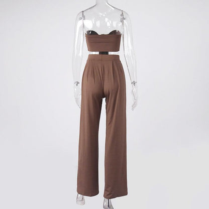 KittenAlarm - Kathleen Strapless Top & Wide Pants Set