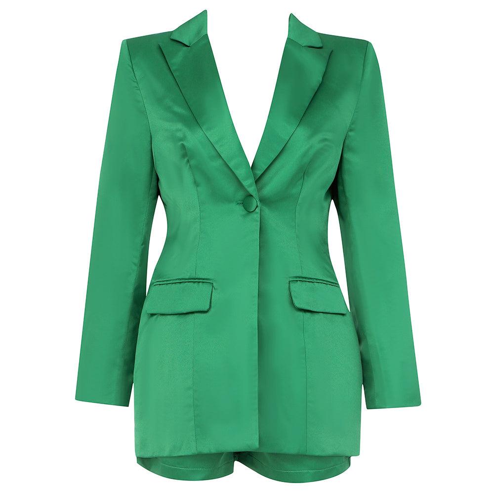 KittenAlarm - Kathryne Solid Blazer Top & Mini Shorts Set