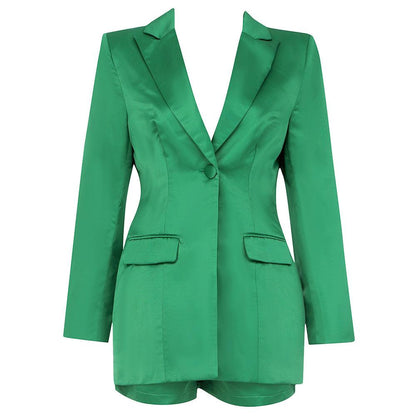 KittenAlarm - Kathryne Solid Blazer Top & Mini Shorts Set