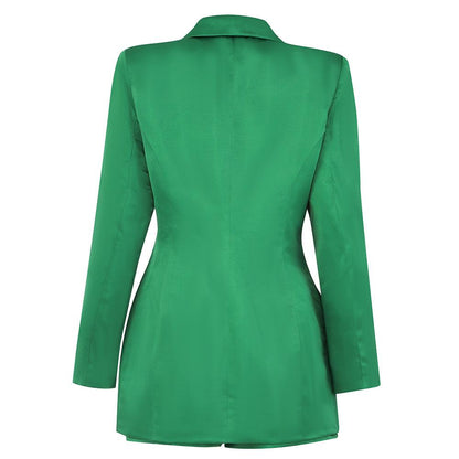 KittenAlarm - Kathryne Solid Blazer Top & Mini Shorts Set