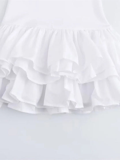 Strapless Tiered Double Ruffle Hem Fit-and-Flare Mini Dress