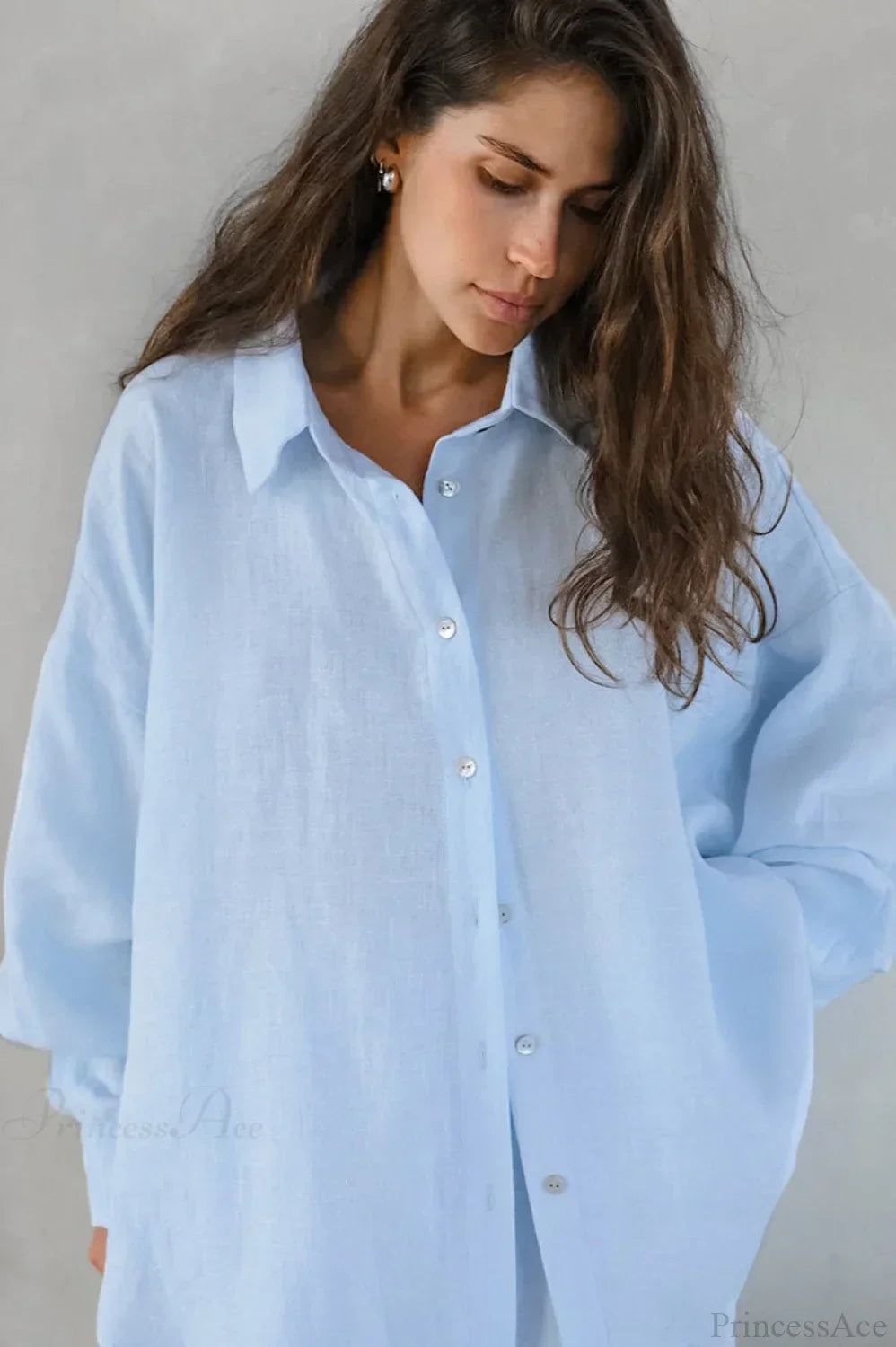 Khaki Cotton Linen Relaxed Long Sleeve Two Piece Set