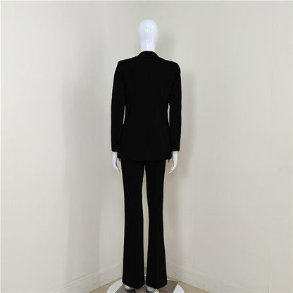 KittenAlarm - Klyda Solid Single Breasted Blazer & Flare Pants Set