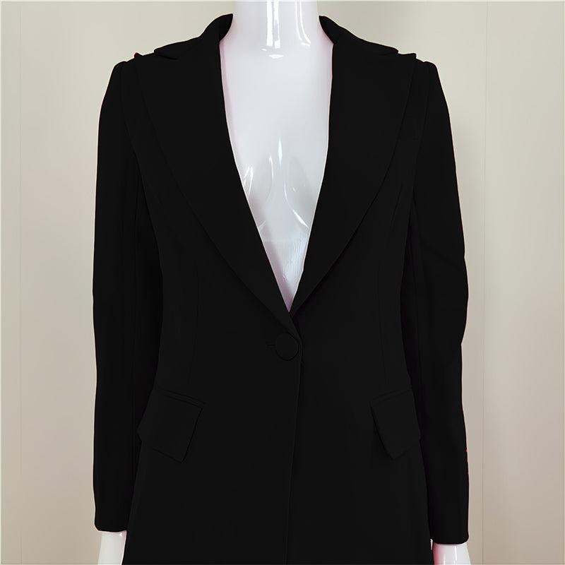 KittenAlarm - Klyda Solid Single Breasted Blazer & Flare Pants Set