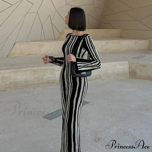 Knitted Long Sleeve Maxi Dress