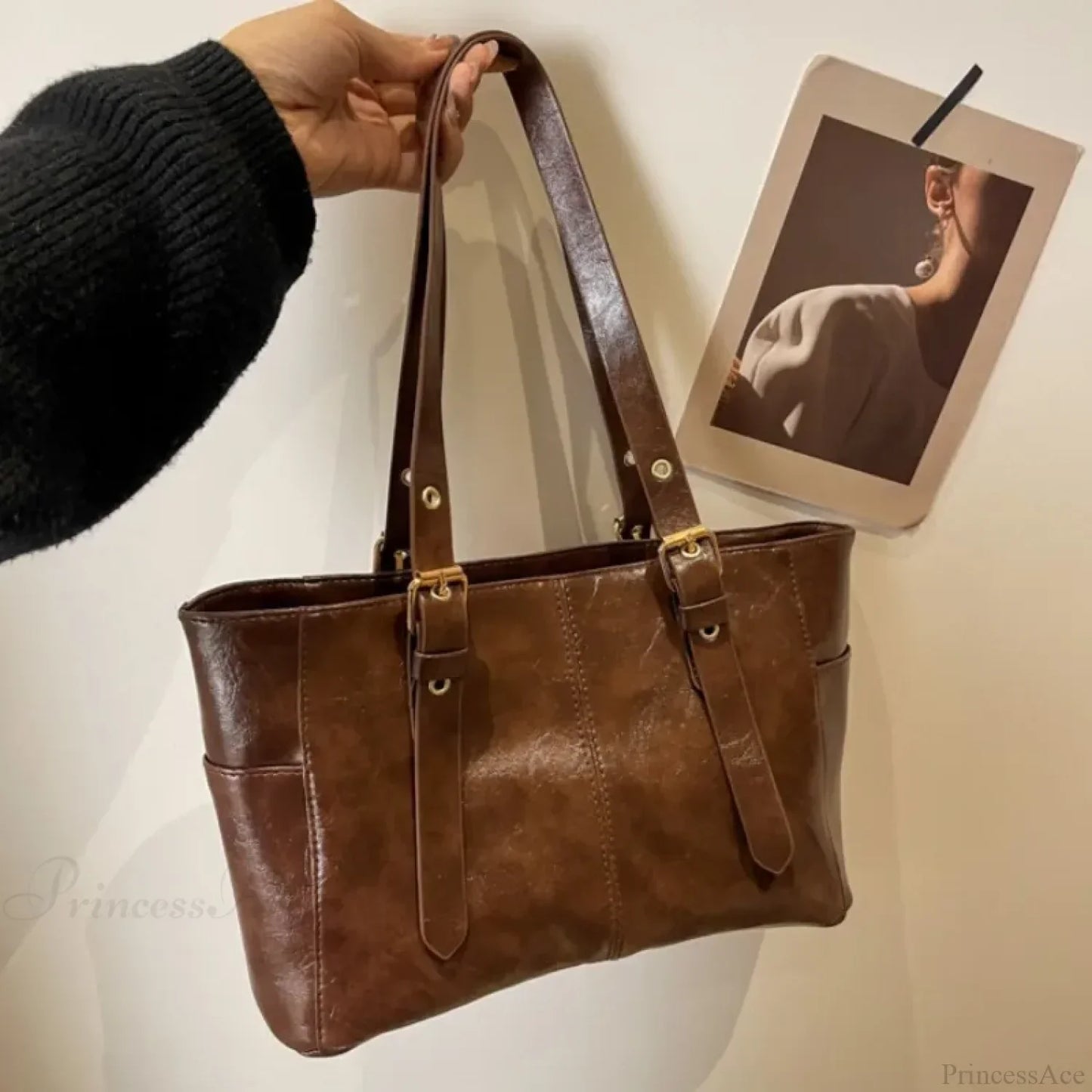 Korean Retro PU Leather Shoulder Bag