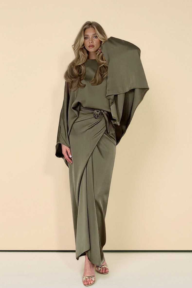 Minimalist Loose Shirt And Lace-up Skirt Suit