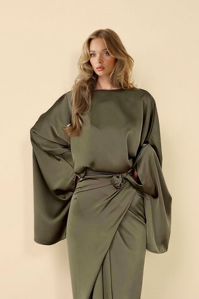 Minimalist Loose Shirt And Lace-up Skirt Suit
