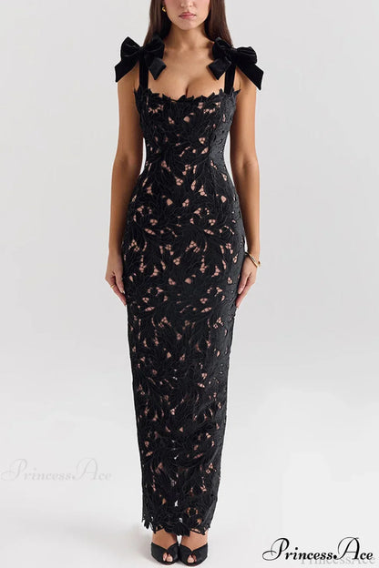 Lace Bow Bodycon Party Dress