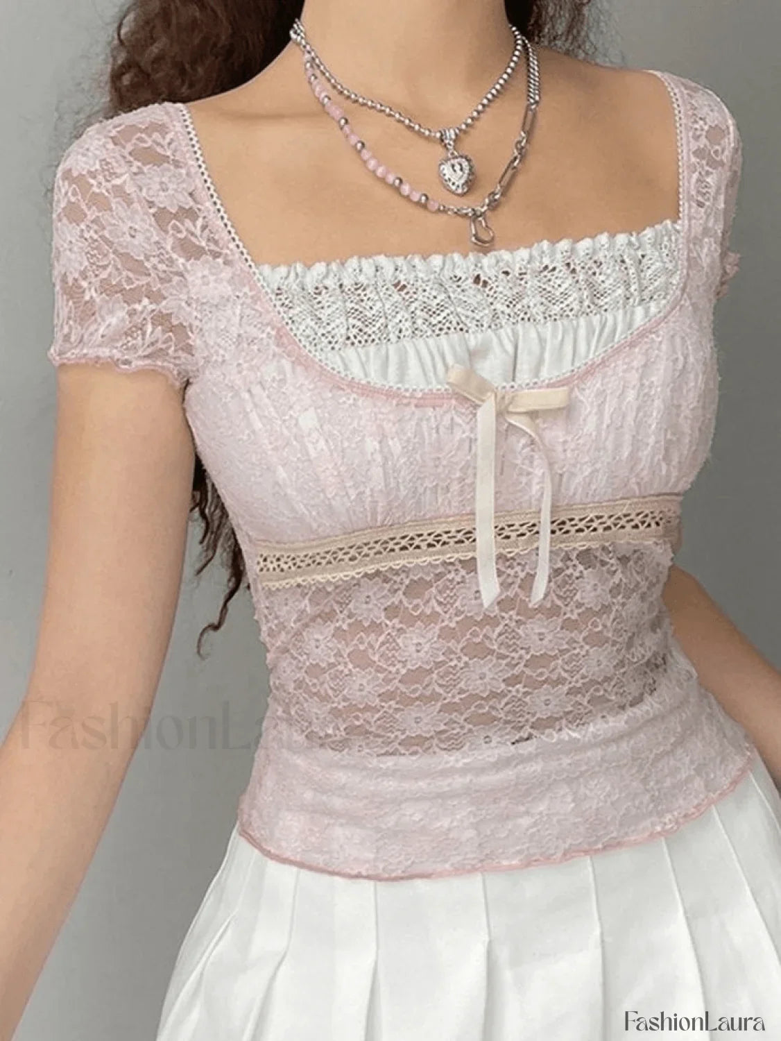 Lace Patchwork Crop Blouse