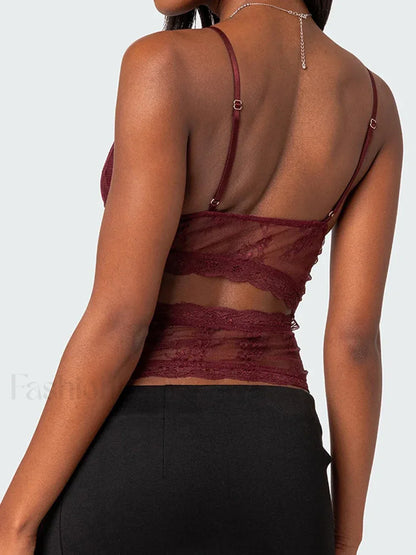 Lace Sheer Cutout Crop Top