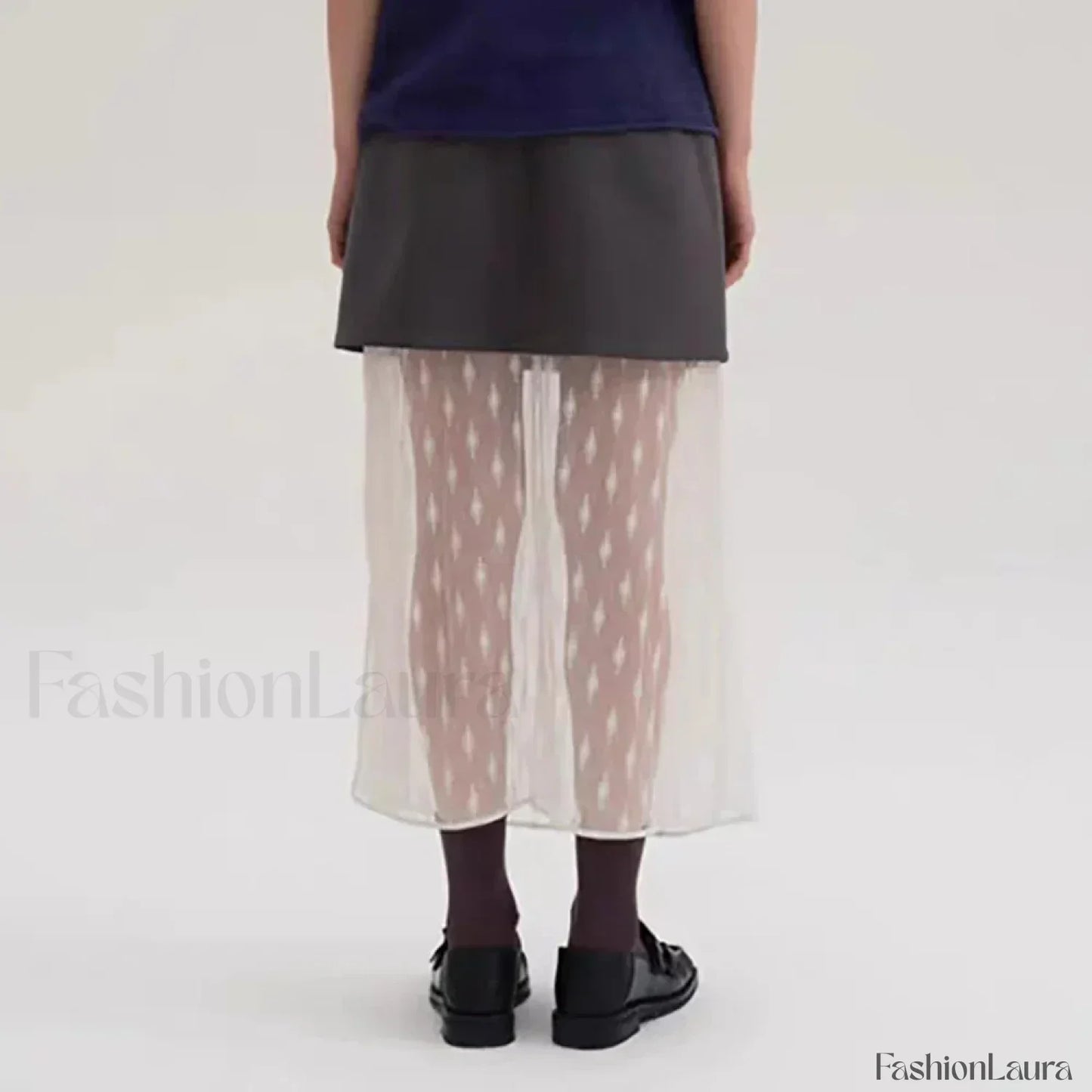 Lace Splicing Straight Zipper Skirt