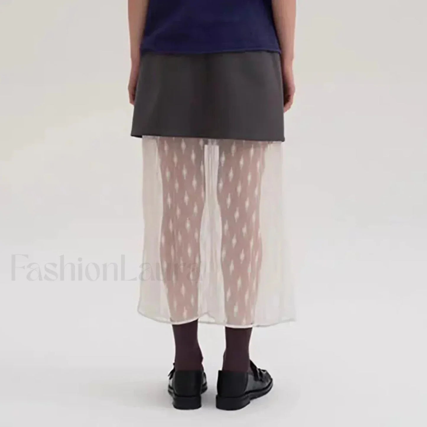 Lace Splicing Straight Zipper Skirt