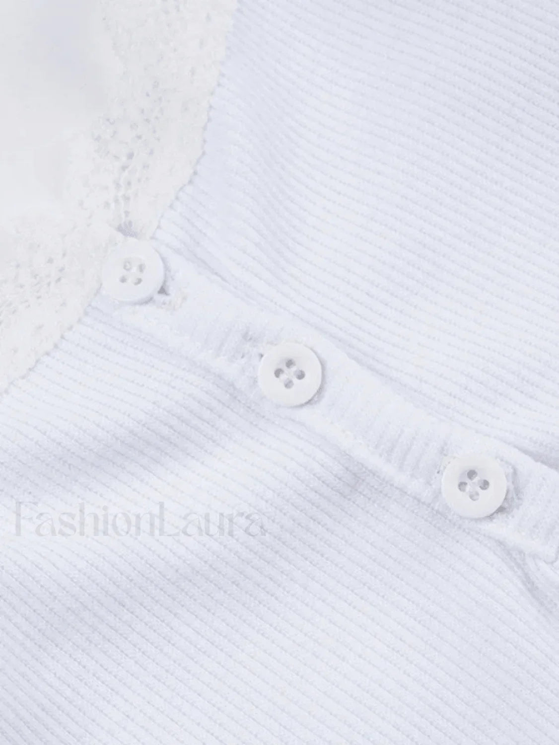 Lace Trim Button-Up Ribbed Crop Cami Top