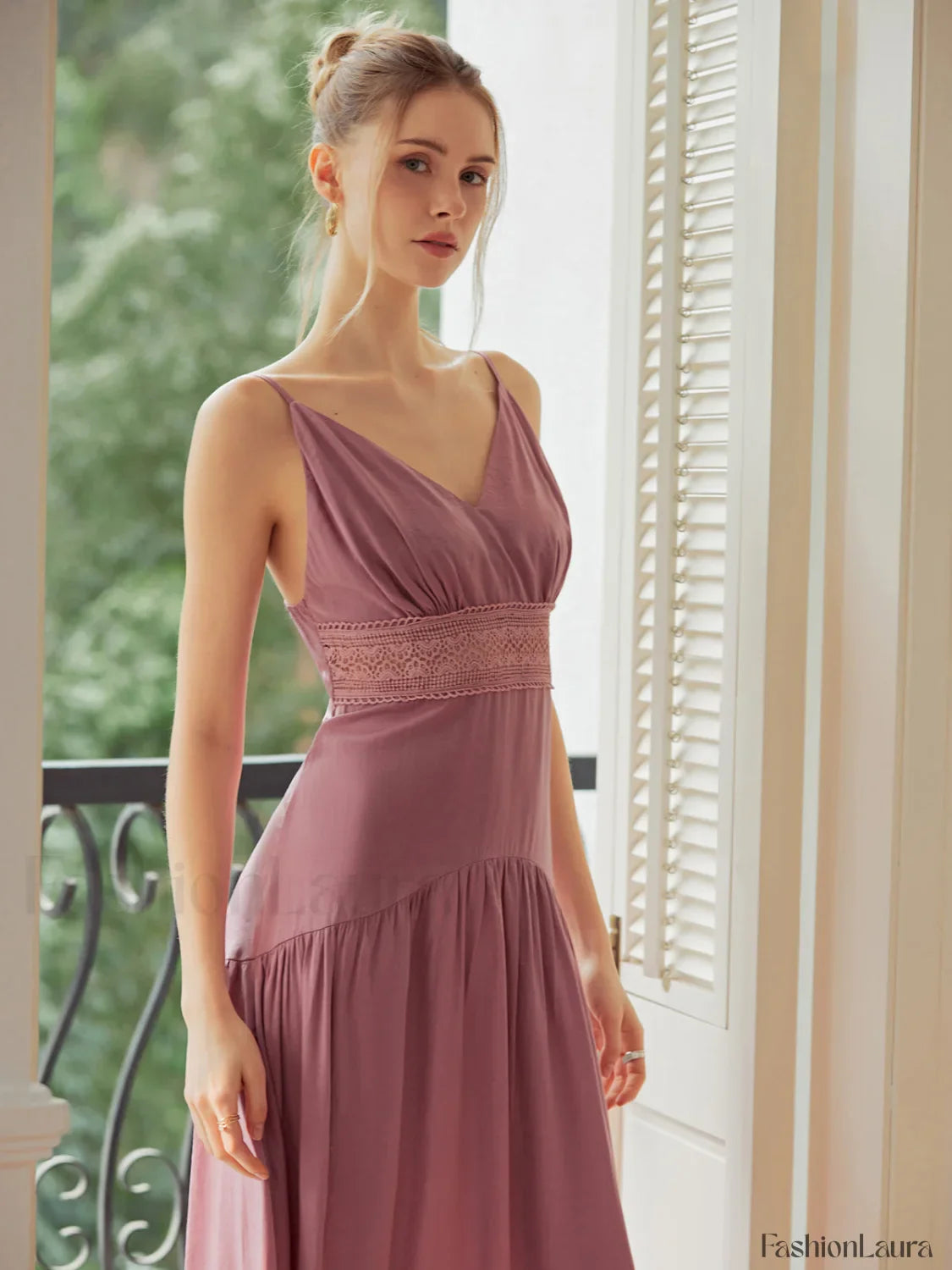 Lace Trim Layered Trendy Hem Cami Long Dress