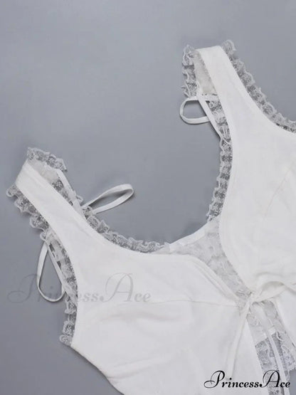 Lace Trim Ribbed Trendy Two Piece Set