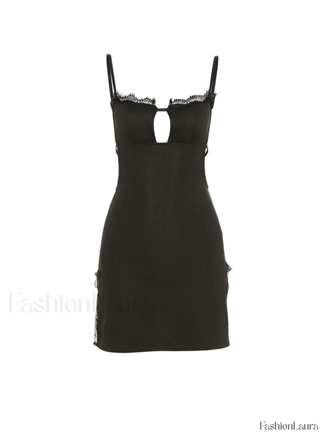 Lace Trim Split Open Back Mini Dress