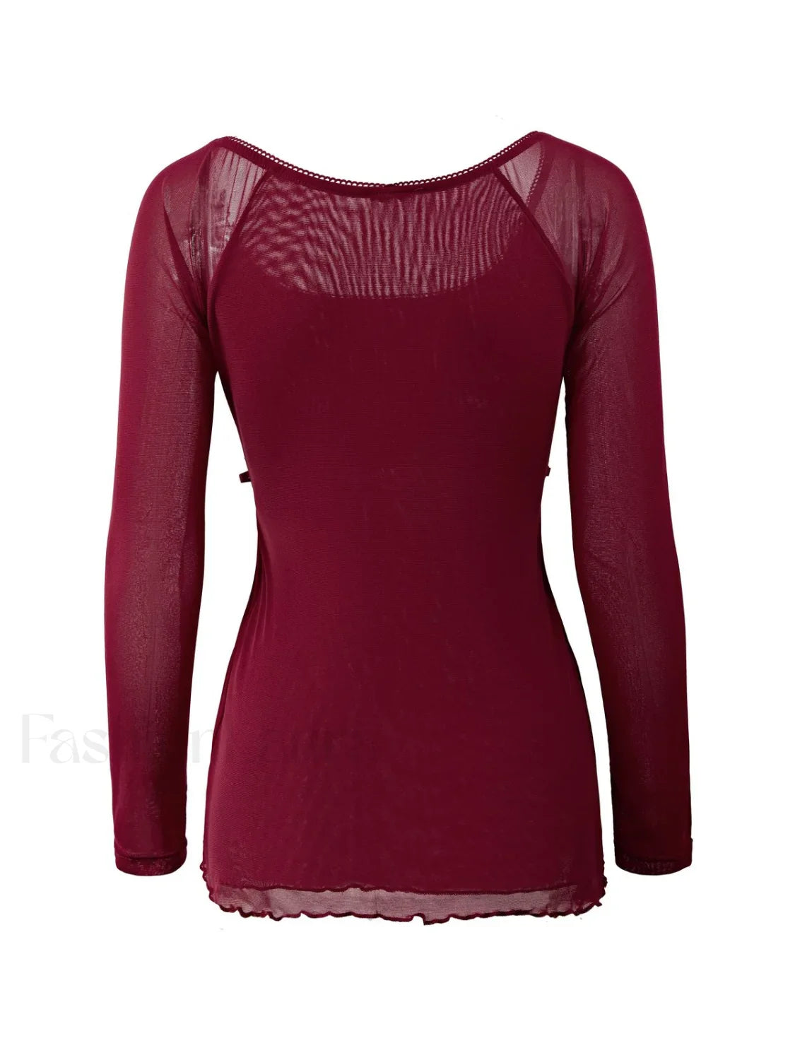 Lace Trim Tie Front Long Sleeve Blouse