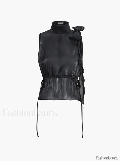 Lace Up Bow Trendy Sleeveless Tank Top