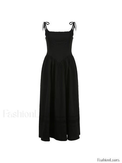 Lace Up Corset Black Maxi Dress