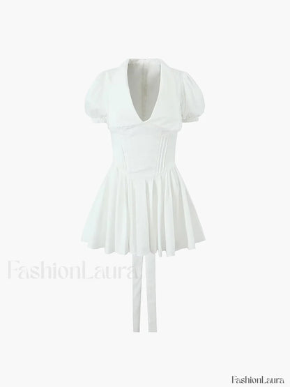 Lace Up Doll Trendy Collar Short Dress