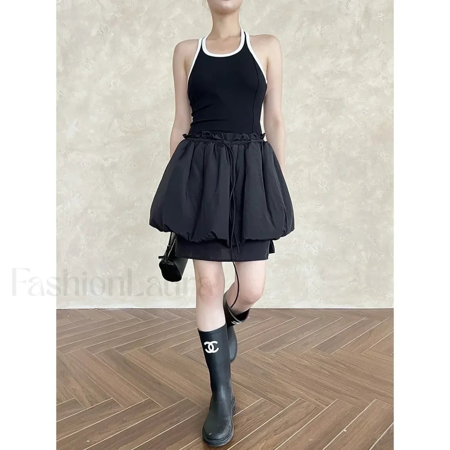 Lace Up Minimalist Casual Skirt