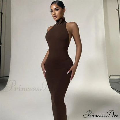 Ladies Club Brown Long Dress