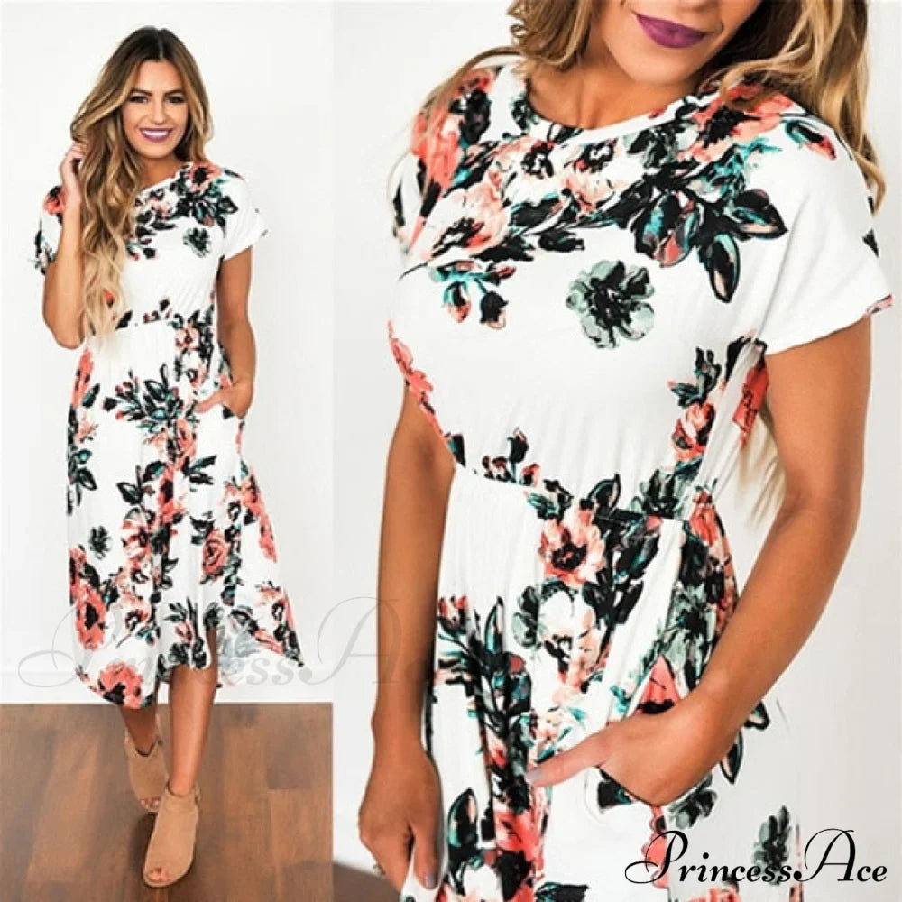 Ladies White Maxi Evening Party Dress