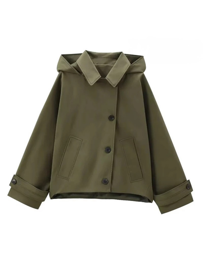 Green Oversized Hooded Bomber Jacket