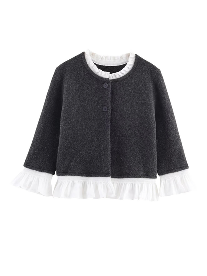 Autumn Patchwork Knit Jacket For Women With Poplin Panels European American Style Versatile Wardrobe Essential