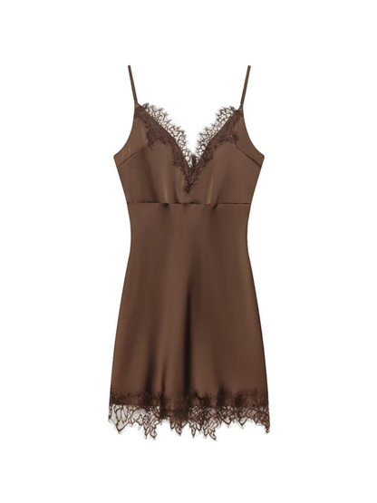 Lace Patchwork V Neck Sling Dress