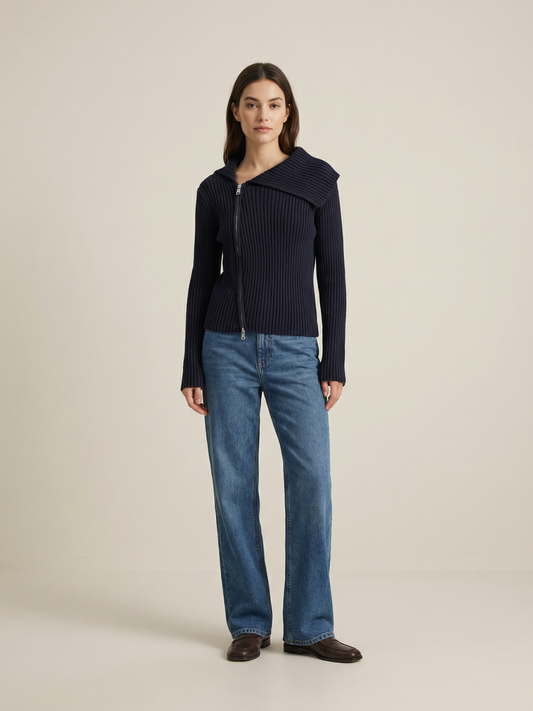 Zippered Knit Coat