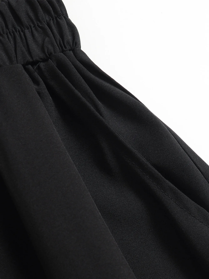 Drawstring Aline Flowy Office Maxi Skirt
