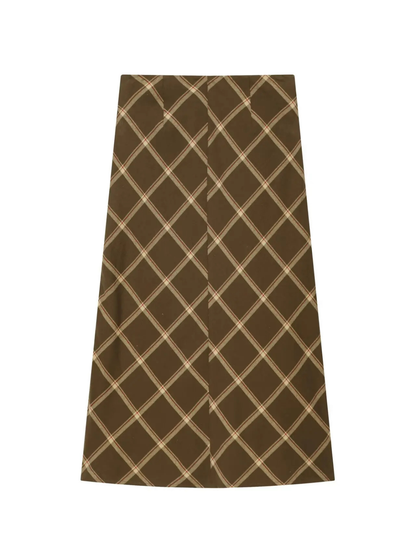 Plaid Ruffle Midi Skirt