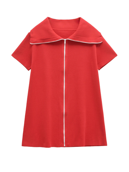 Always Chic Lapel Zip Mini Dress