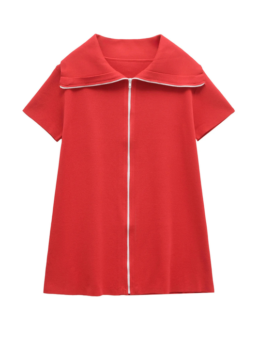 Always Chic Lapel Zip Mini Dress