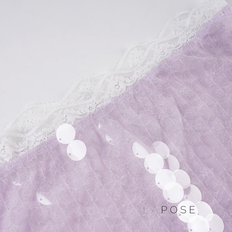 Aarna Sequin Lace Detail Midi Skirt