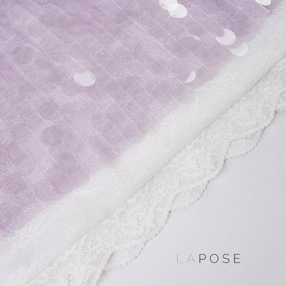 Aarna Sequin Lace Detail Midi Skirt