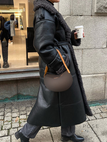 Aditri Faux Leather Long Coat