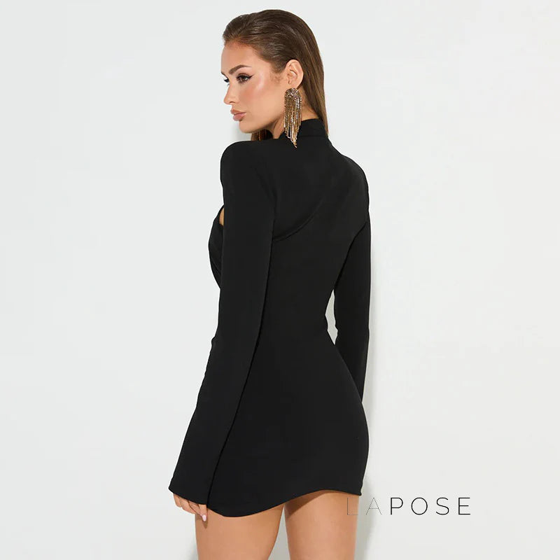 Afnan Twisted Long Sleeve Mini Dress