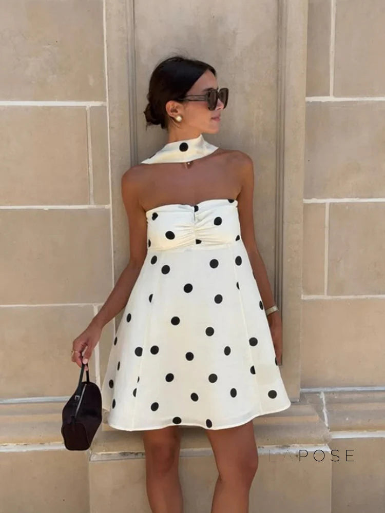 Ailen One Shoulder Polka Dot Dress