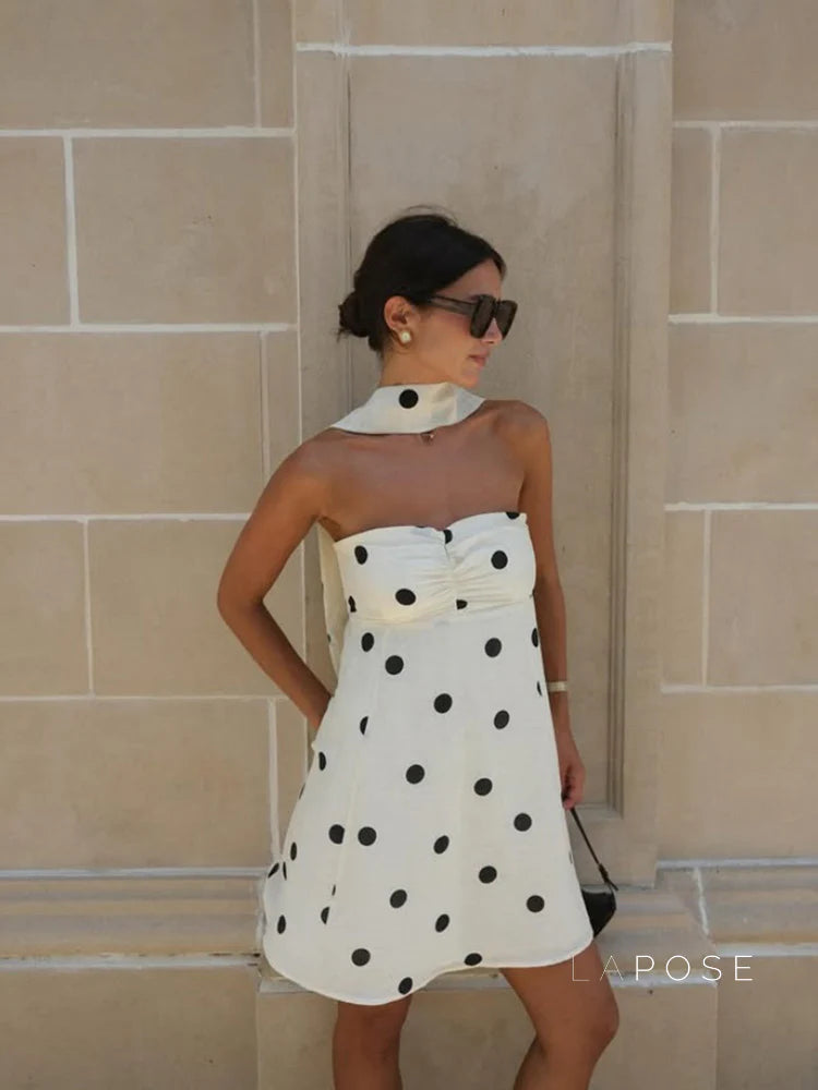 Ailen One Shoulder Polka Dot Dress