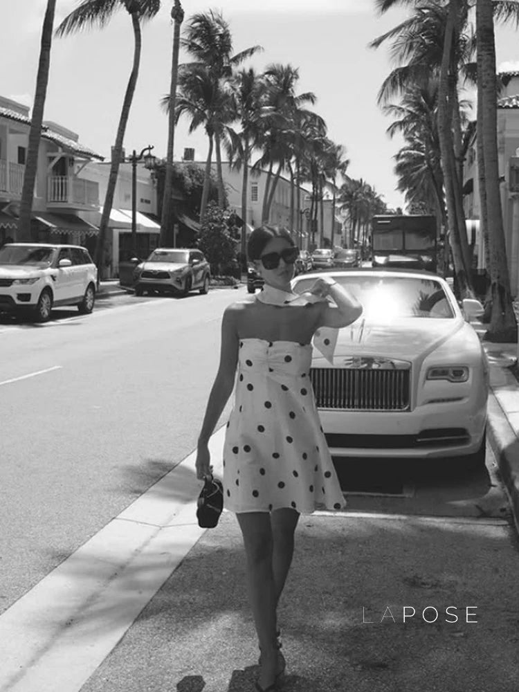 Ailen One Shoulder Polka Dot Dress