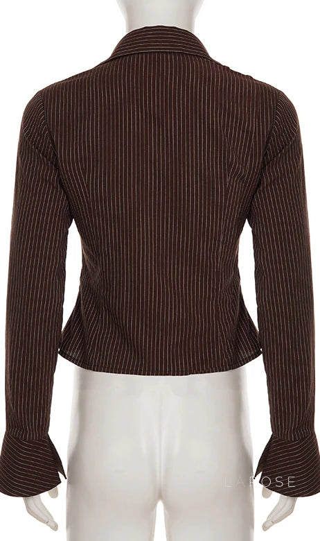 Ailen Striped V-Neck Shirt