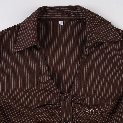 Ailen Striped V-Neck Shirt