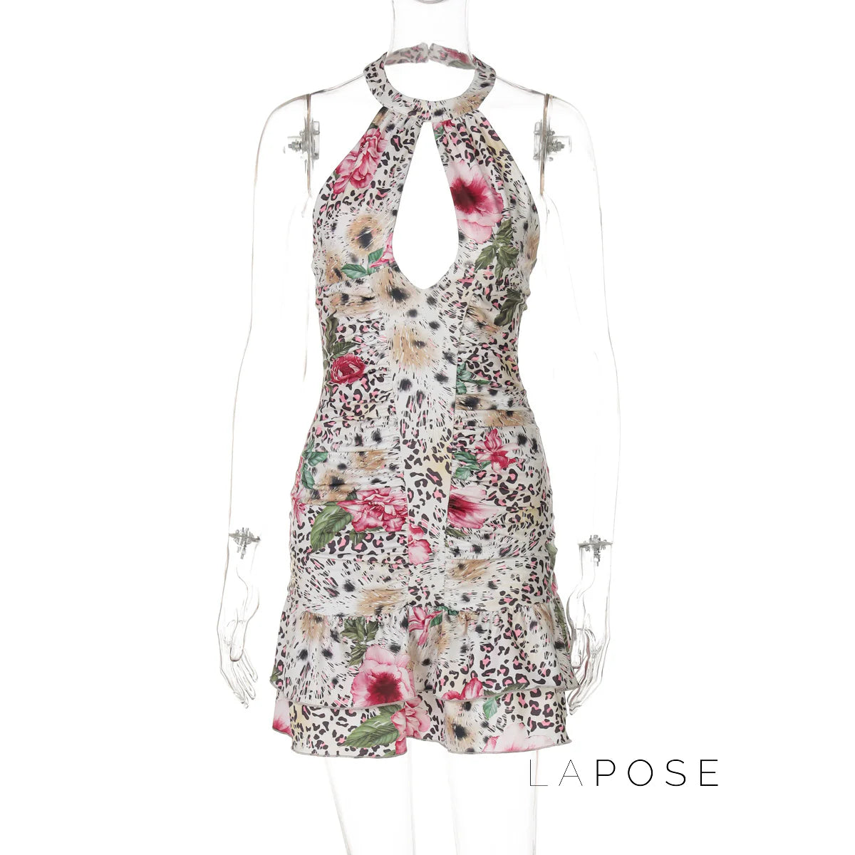 Aislyn Leopard Halter Mini Dress