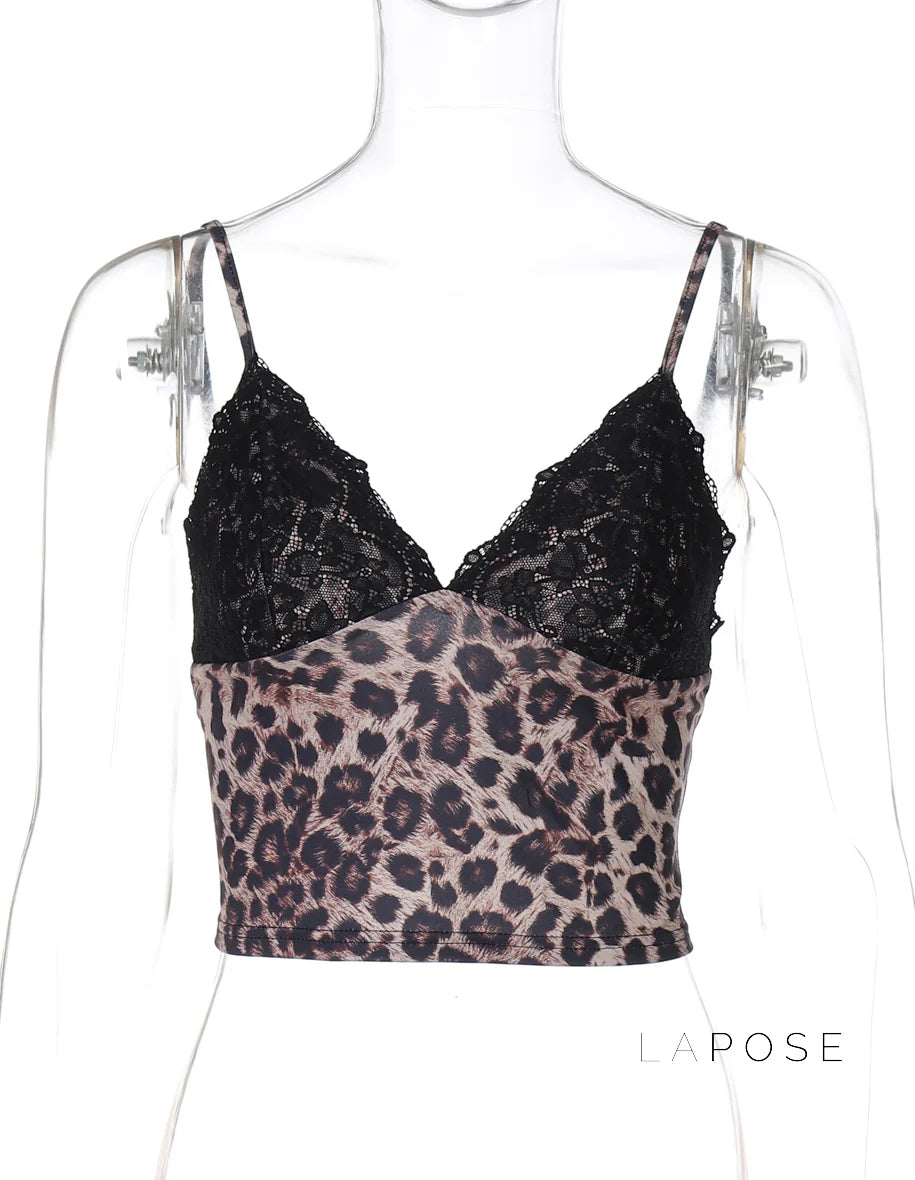 Alania Leopard Print V-Neck Crop Top